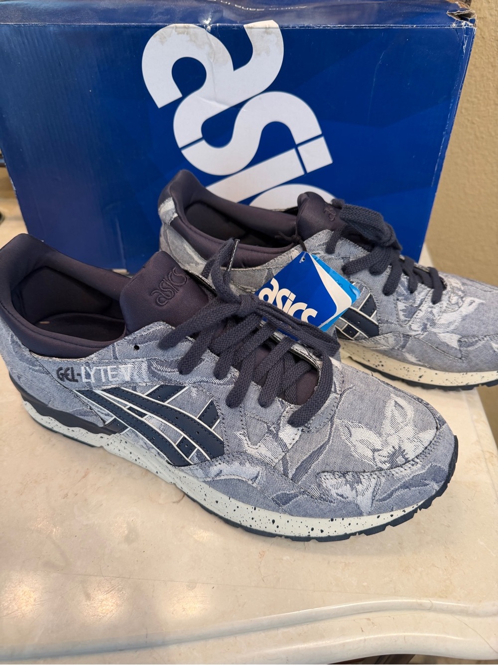 Asics Men's Navy Floral Pattern Athletic Sneakers